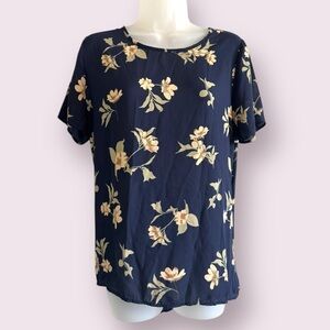 Sienna Sky Sheer Blouse - Floral Short Sleeve Lightweight Top, Size M